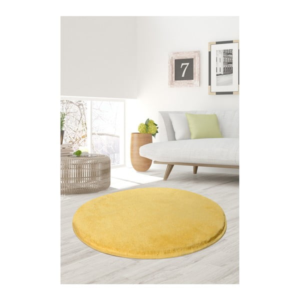 Žltý koberec Milano, ⌀ 90 cm