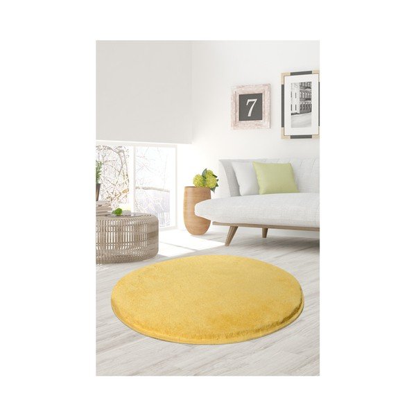 Žltý koberec Milano, ⌀ 90 cm