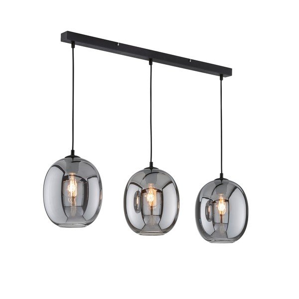 Čierne závesné svietidlo so skleneným tienidlom Nayla – Fischer & Honsel