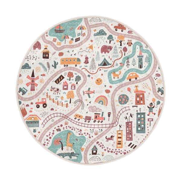 Prateľný detský hrací koberec ø120 cm Furry World – Mila Home