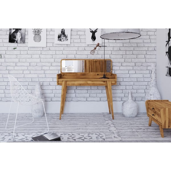 Toaletný stolík z dubového dreva so zrkadlom 110x45 cm Retro - The Beds-image-3