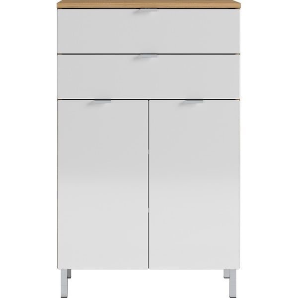 Biela skrinka s dubovým dekorom Germania Mauresaa, výška 97 cm-image-2