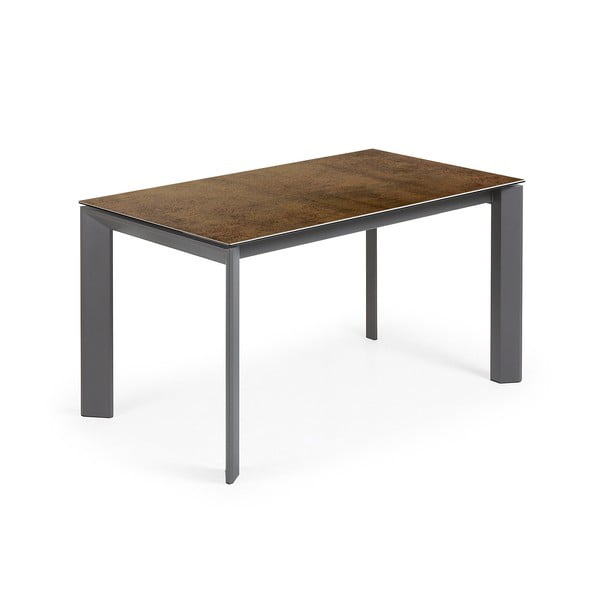 Hnedo-sivý rozkladací jedálenský stôl Kave Home Atta, 140 x 90 cm