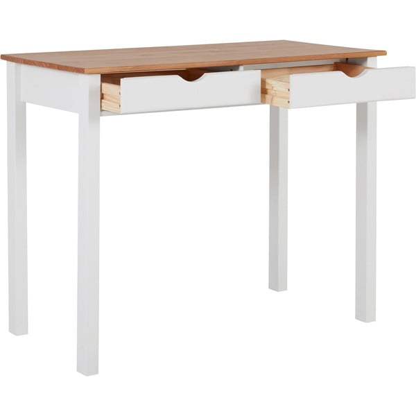 Bielo-hnedý pracovný stôl z borovicového dreva Støraa Gava, dĺžka 100 cm-image-2