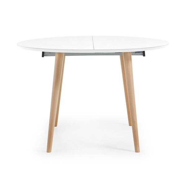 Biely rozkladací jedálenský stôl s bielou doskou ø 120 cm Oqui – Kave Home-image-3