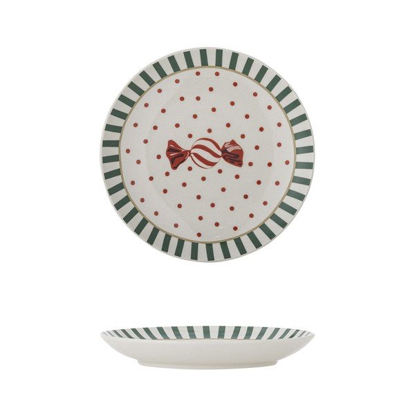 Biely dezertný tanier s vianočným motívom z kameniny ø 16 cm Yule – Bloomingville-image-3