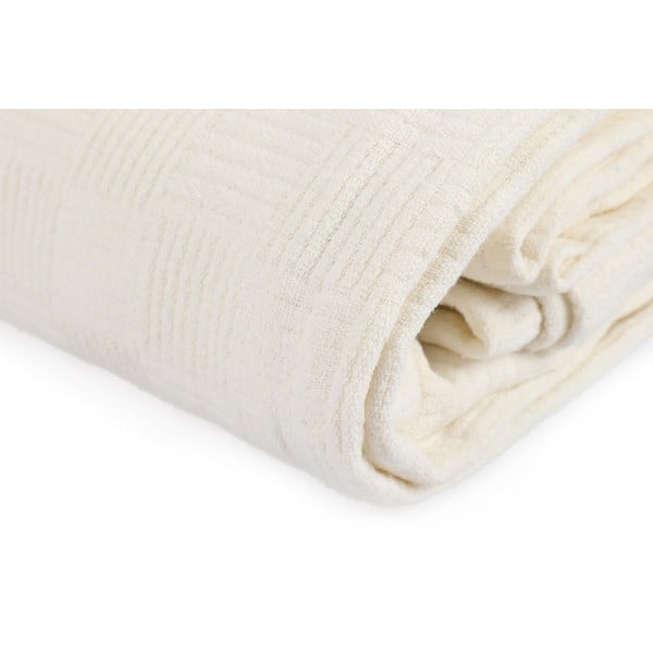 Bavlnená ľahká prikrývka na posteľ Pique Cream, 200 × 240 cm-image-2