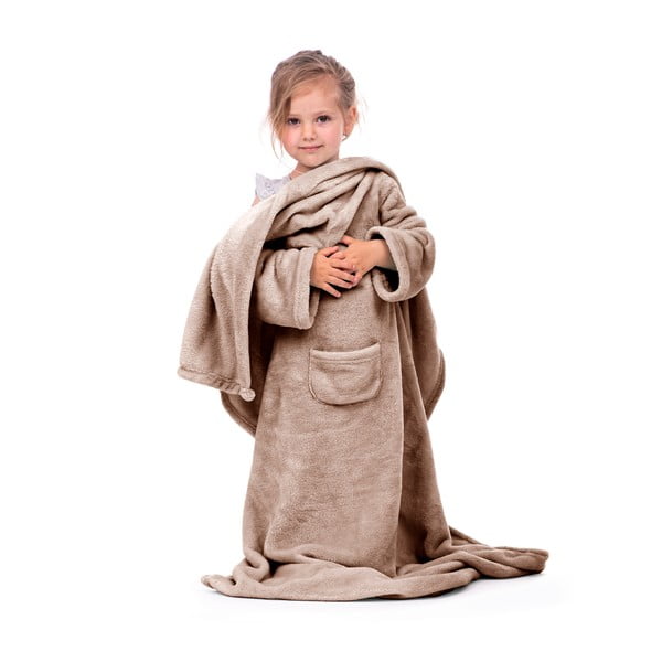 Hnedá detská televízna deka s rukávmi DecoKing Lazykids-image-3