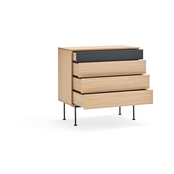 Antracitovosivá komoda v dubovom dekore so zásuvkami Teulat Yoko-image-3