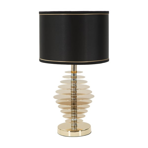 Čierna stolová lampa s konštrukciou v zlatej farbe Mauro Ferretti Round