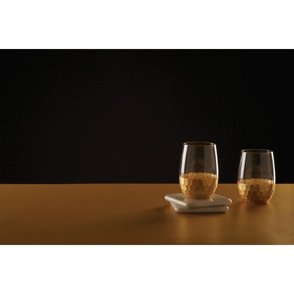 Sada 4 pohárov s detailmi v zlatej farbe Premier Housewares Astrid, 240 ml-image-2