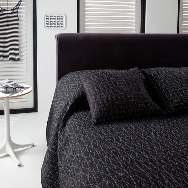 Prikrývka na posteľ Shape Black, 270x270 cm