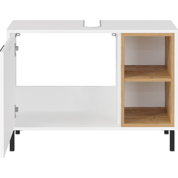 Biela nízka skrinka pod umývadlo v dekore duba 80x57 cm Loria - Germania-image-2