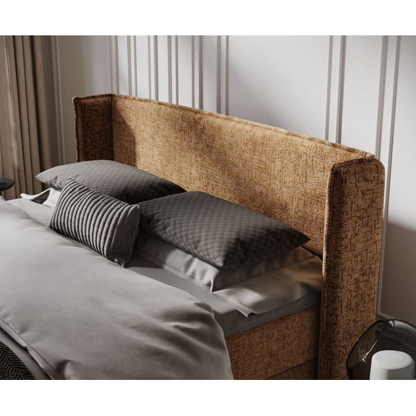 Oranžová boxspring posteľ s úložným priestorom 160x200 cm Passion – Maison de Rêve-image-4