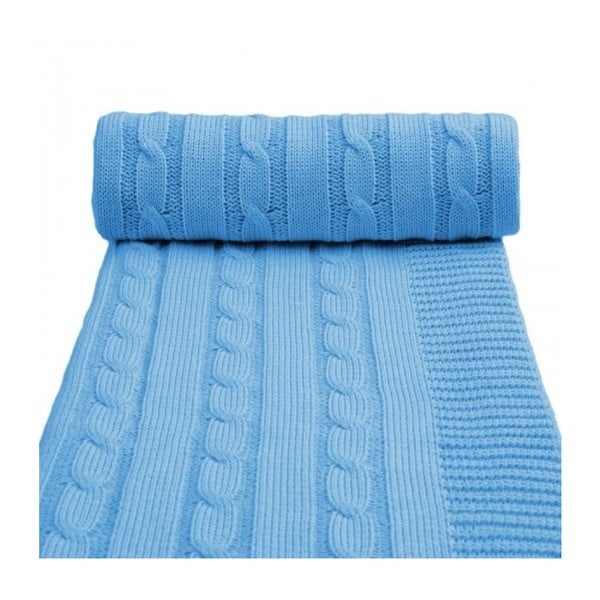 Modrá pletená detská deka s podielom bavlny T-TOMI Spring, 80 x 100 cm