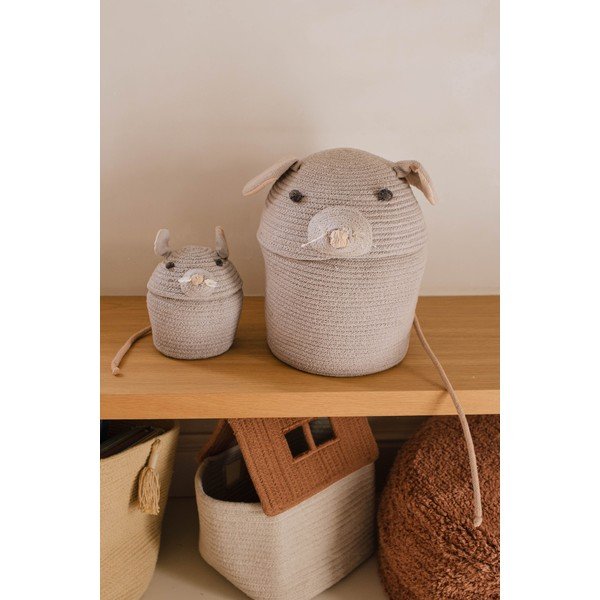 Sivý látkový detský kôš na hračky ø 15x15 cm Mini Renata the Rat – Lorena Canals-image-1