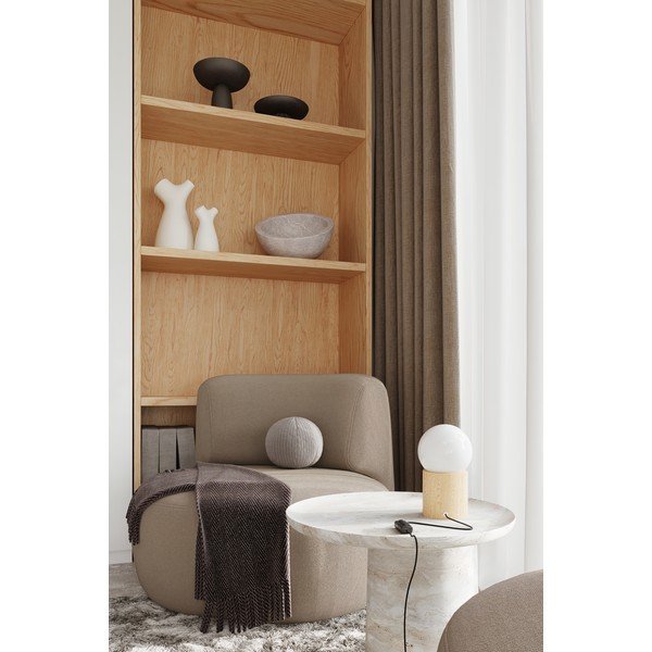 Biela/v prírodnej farbe stolová lampa so skleneným tienidlom (výška  21 cm) Surtur – Sollux-image-1