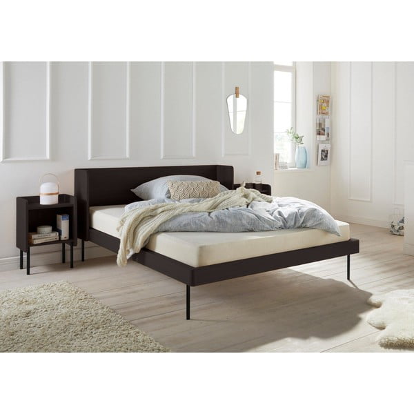 Čierna dvojlôžková posteľ v dekore duba 180x200 cm Wrap – Bonami Selection-image-1