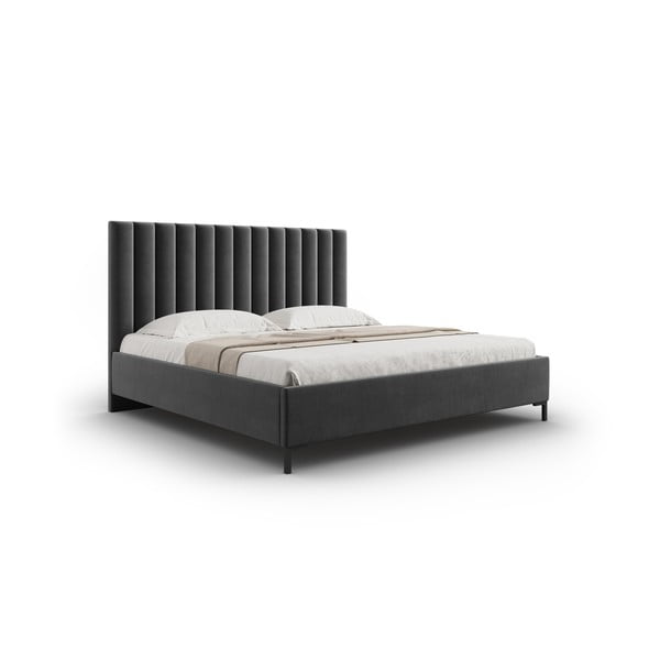 Tmavosivá čalúnená dvojlôžková posteľ s úložným priestorom s roštom 160x200 cm Casey – Mazzini Beds-image-2