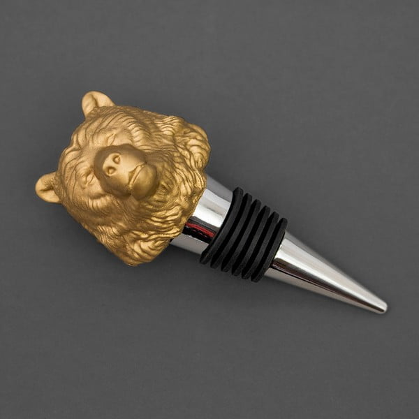 Zátka v zlatej farbe v tvare medveďa Luckies of London Bottle Bear