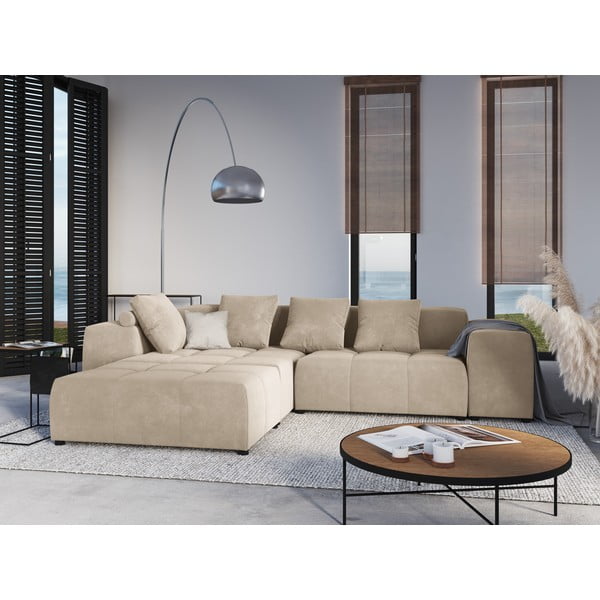 Béžová zamatová opierka k modulárnej pohovke Rome Velvet - Cosmopolitan Design-image-4