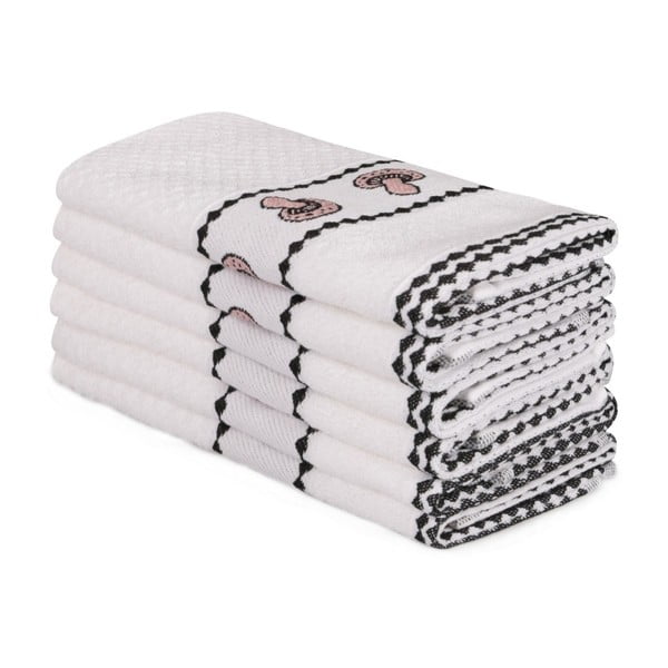 Sada 6 béžových bavlnených uterákov Beyaz Lucille, 30 × 50 cm