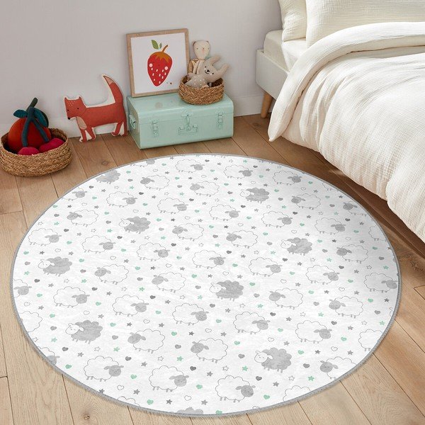 Detský koberec vo svetlosivo-bielej farbe ø 80 cm Comfort – Mila Home-image-3