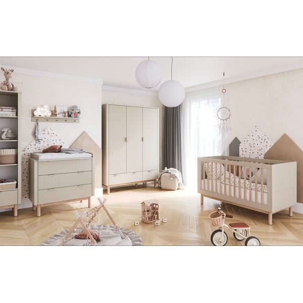 Béžová nízka detská komoda 100x52 cm Miloo – Pinio-image-4