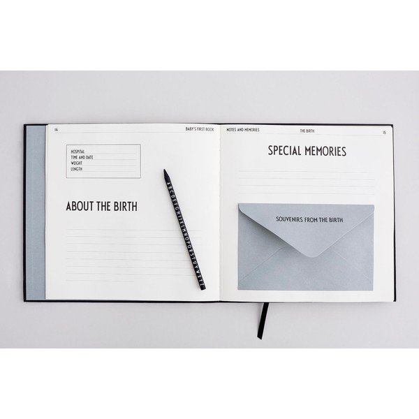 Čierna detská spomienková knižka Design Letters Baby's First Book-image-2