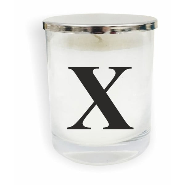 Bielo-čierna sviečka North Carolina Scandinavian Home Decors Monogram Glass Candle X