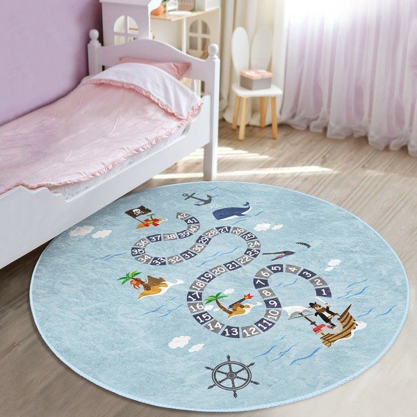 Svetlomodrý detský koberec ø 80 cm Comfort – Mila Home-image-1