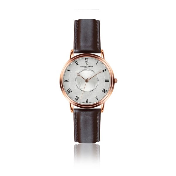 Pánske hodinky s tmavohnedým koženým remienkom Frederic Graff Rose Grand Combine Dark Brown Leather