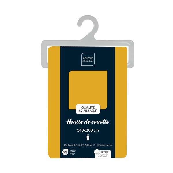Žltá bavlnená obliečka na perinu na jednolôžko 140x200 cm Lina – douceur d'intérieur-image-2