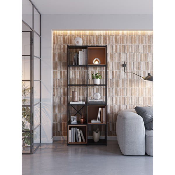 Knižnica v čierno-tehlovej farbe 71x179 cm Anya – Marckeric-image-1