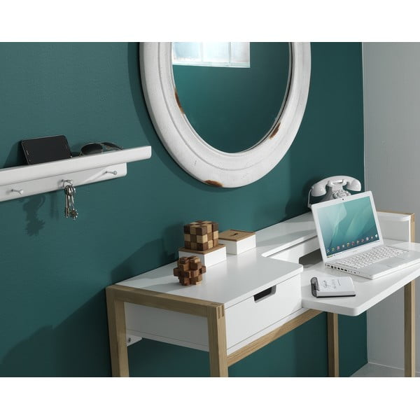 Biely nástenný vešiak z jedlového dreva s poličkou Trays – Tomasucci-image-1