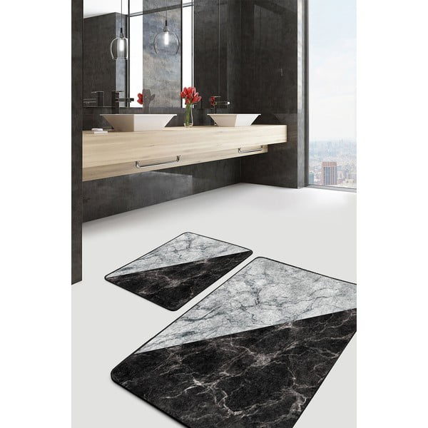 Čiernobiele kúpeľňové predložky v súprave 2 ks 60x100 cm - Mila Home-image-1