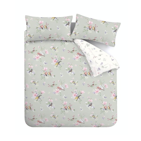Svetlozelené obliečky na dvojlôžko/predĺžené 230x220 cm Songbird – Catherine Lansfield