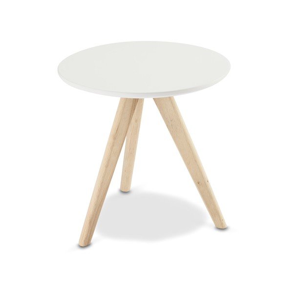 Biely konferenčný stolík s nohami z dubového dreva Furnhouse Life, Ø 40 cm-image-2