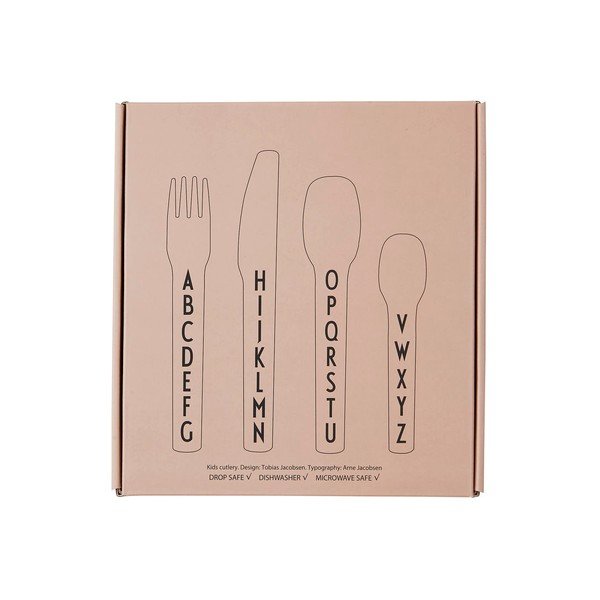 4-dielna súprava ružových detských príborov Design Letters-image-2