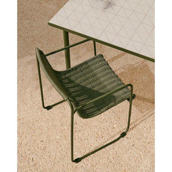 Zelená kovová záhradná stolička Maurina – Kave Home-image-1