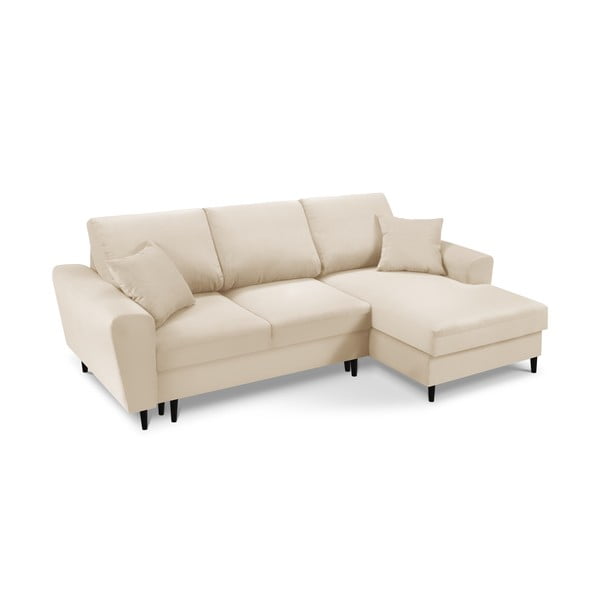 Béžová rozkladacia rohová menčestrová pohovka Kooko Home Jazz, pravý roh-image-3