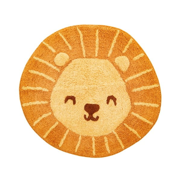 Oranžový detský bavlnený koberec Sass & Belle Lion Head, 54 x 57 cm