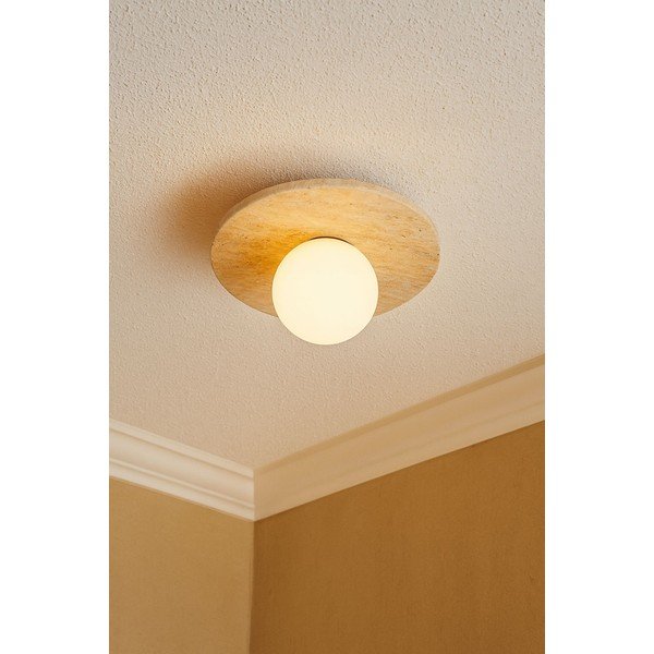 Béžové kamenné stropné svietidlo so skleneným tienidlom ø 12 cm Hilde – Opviq lights-image-1