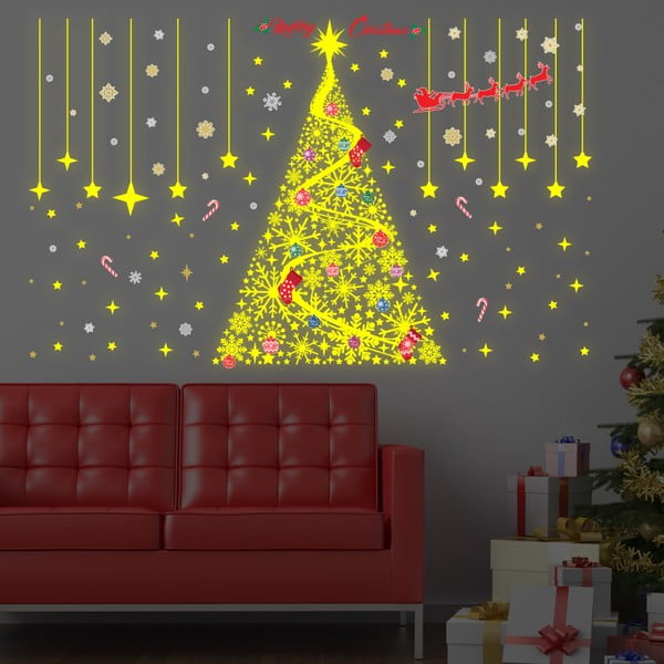 V tme svietiaca samolepka Walplus Glow In The Dark Magical Christmas