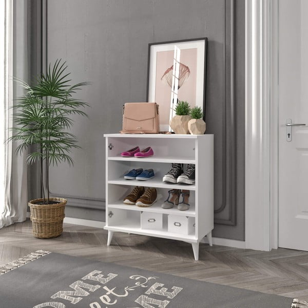 Biela skrinka na topánky Latte – Kalune Design-image-1