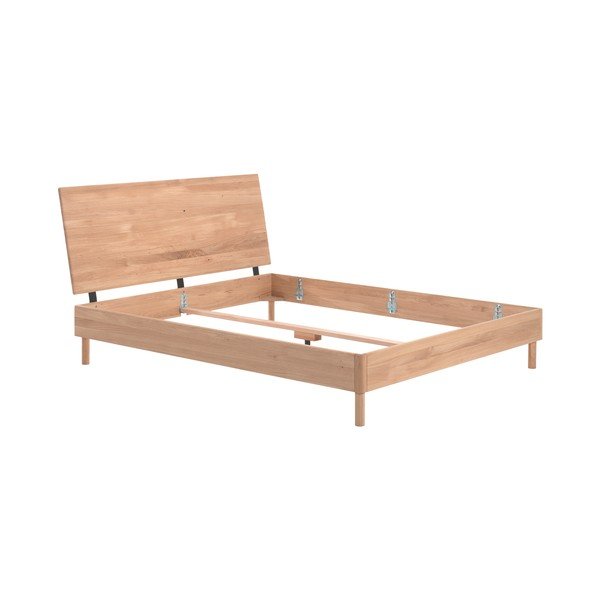 Dvojlôžková posteľ z dubového dreva bez roštu 160x200 cm v prírodnej farbe Forrest – Vipack-image-2