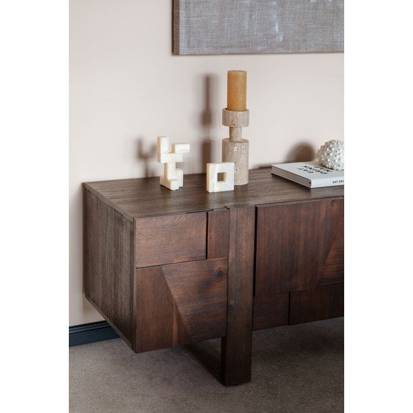 TV stolík z masívneho dreva v tmavo prírodnej farbe 188x60x45 cm Bruneau – Dutchbone-image-4