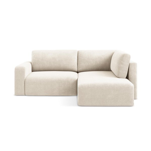 Krémová ženilková rozkladacia/s úložným priestorom rohová pohovka (pravý roh/do L) Kona – Makamii