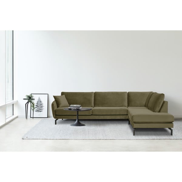 Zelená zamatová rohová pohovka (pravý roh) Magic - Scandic-image-1