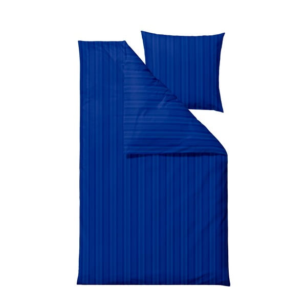 Tmavomodré damaškové predĺžené obliečky na dvojlôžko 200x220 cm Noble – Södahl